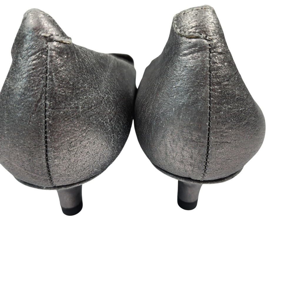 Aerosoles Best Dressed Metallic Pewter Leather Rose Rhinestone Kitten Heels 10M - Picture 6 of 9